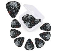 12 PCS Guitar Picks for Acoustic Guitar with Organizer Storage Box Bass Pick Rose Gothic Personalized Guitar Pick Celluloid plectrums 0.46 mm 0.71 mm 0.96 mm for Ukulele