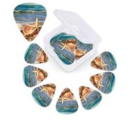 12 PCS Guitar Picks for Acoustic Guitar with Organizer Storage Box Bass Pick Seashells on the Sandy Beach Personalized Guitar Pick Celluloid plectrums 0.46 mm 0.71 mm 0.96 mm for Ukulele