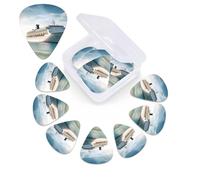 12 PCS Guitar Picks for Acoustic Guitar with Organizer Storage Box Bass Pick Seaside Cruise Ship Personalized Guitar Pick Celluloid plectrums 0.46 mm 0.71 mm 0.96 mm for Ukulele