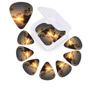 12 PCS Guitar Picks for Acoustic Guitar with Organizer Storage Box Bass Pick Ship in The Lake Sunset Personalized Guitar Pick Celluloid plectrums 0.46 mm 0.71 mm 0.96 mm for Ukulele