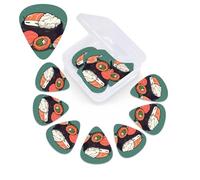 12 PCS Guitar Picks for Acoustic Guitar with Organizer Storage Box Bass Pick Sleeping Sushi Personalized Guitar Pick Celluloid plectrums 0.46 mm 0.71 mm 0.96 mm for Ukulele