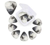 12 PCS Guitar Picks for Acoustic Guitar with Organizer Storage Box Bass Pick Snow Mountain Lone Wolf Personalized Guitar Pick Celluloid plectrums 0.46 mm 0.71 mm 0.96 mm for Ukulele