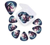 12 PCS Guitar Picks for Acoustic Guitar with Organizer Storage Box Bass Pick Space Galaxy with Telescope Personalized Guitar Pick Celluloid plectrums 0.46 mm 0.71 mm 0.96 mm for Ukulele
