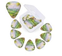 12 PCS Guitar Picks for Acoustic Guitar with Organizer Storage Box Bass Pick Spring Landscape Personalized Guitar Pick Celluloid plectrums 0.46 mm 0.71 mm 0.96 mm for Ukulele