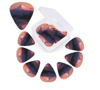 12 PCS Guitar Picks for Acoustic Guitar with Organizer Storage Box Bass Pick Sunset landscape Mountains Lake Personalized Guitar Pick Celluloid plectrums 0.46 mm 0.71 mm 0.96 mm for Ukulele