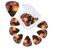 12 PCS Guitar Picks for Acoustic Guitar with Organizer Storage Box Bass Pick Sunset Windmill Personalized Guitar Pick Celluloid plectrums 0.46 mm 0.71 mm 0.96 mm for Ukulele
