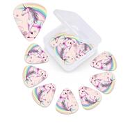 12 PCS Guitar Picks for Acoustic Guitar with Organizer Storage Box Bass Pick Sweet Rainbow horse Personalized Guitar Pick Celluloid plectrums 0.46 mm 0.71 mm 0.96 mm for Ukulele