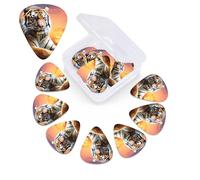 12 PCS Guitar Picks for Acoustic Guitar with Organizer Storage Box Bass Pick Tiger Colorful Sunset Personalized Guitar Pick Celluloid plectrums 0.46 mm 0.71 mm 0.96 mm for Ukulele