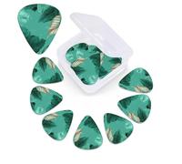 12 PCS Guitar Picks for Acoustic Guitar with Organizer Storage Box Bass Pick Turquoise Green Leaves Personalized Guitar Pick Celluloid plectrums 0.46 mm 0.71 mm 0.96 mm for Ukulele