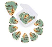 12 PCS Guitar Picks for Acoustic Guitar with Organizer Storage Box Bass Pick Vintage Hawaii Personalized Guitar Pick Celluloid plectrums 0.46 mm 0.71 mm 0.96 mm for Ukulele