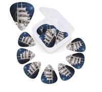 12 PCS Guitar Picks for Acoustic Guitar with Organizer Storage Box Bass Pick Vintage Nautical White Ship Personalized Guitar Pick Celluloid plectrums 0.46 mm 0.71 mm 0.96 mm for Ukulele
