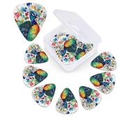 12 PCS Guitar Picks for Acoustic Guitar with Organizer Storage Box Bass Pick Watercolor Peacock Personalized Guitar Pick Celluloid plectrums 0.46 mm 0.71 mm 0.96 mm for Ukulele