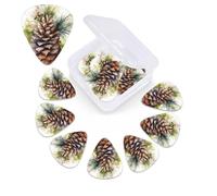 12 PCS Guitar Picks for Acoustic Guitar with Organizer Storage Box Bass Pick Watercolor Pine Cone Personalized Guitar Pick Celluloid plectrums 0.46 mm 0.71 mm 0.96 mm for Ukulele