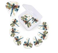 12 PCS Guitar Picks for Acoustic Guitar with Organizer Storage Box Bass Pick Watercolour Dragonfly Personalized Guitar Pick Celluloid plectrums 0.46 mm 0.71 mm 0.96 mm for Ukulele