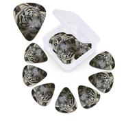 12 PCS Guitar Picks for Acoustic Guitar with Organizer Storage Box Bass Pick White Bengal Tiger Personalized Guitar Pick Celluloid plectrums 0.46 mm 0.71 mm 0.96 mm for Ukulele