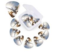 12 PCS Guitar Picks for Acoustic Guitar with Organizer Storage Box Bass Pick White Dove Flying in the Sun Personalized Guitar Pick Celluloid plectrums 0.46 mm 0.71 mm 0.96 mm for Ukulele