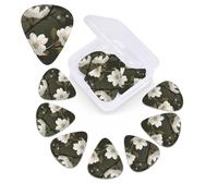 12 PCS Guitar Picks for Acoustic Guitar with Organizer Storage Box Bass Pick White Flowers Spring Personalized Guitar Pick Celluloid plectrums 0.46 mm 0.71 mm 0.96 mm for Ukulele