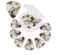 12 PCS Guitar Picks for Acoustic Guitar with Organizer Storage Box Bass Pick White Peony Personalized Guitar Pick Celluloid plectrums 0.46 mm 0.71 mm 0.96 mm for Ukulele