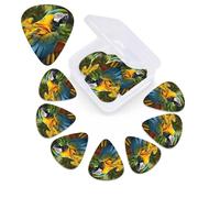 12 PCS Guitar Picks for Acoustic Guitar with Organizer Storage Box Bass Pick Yellow wings blue parrot Personalized Guitar Pick Celluloid plectrums 0.46 mm 0.71 mm 0.96 mm for Ukulele