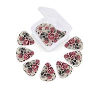 12 Pcs Guitar Picks Girly Tattoo Rose Skull Halloween Plectrums With 3 Thickness For Electric,Acoustic Guitars