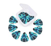 12 Pcs Guitar Picks Glowing Blue Butterfly Wings Plectrums With 3 Thickness For Electric,Acoustic Guitars