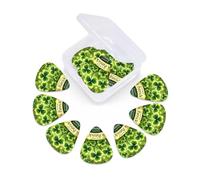 12 Pcs Guitar Picks Green Shining Clover Patrick'S Day Plectrums With 3 Thickness For Electric,Acoustic Guitars