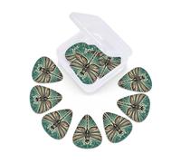 12 Pcs Guitar Picks Grunge Vintage Dragonfly Bug Plectrums With 3 Thickness For Electric,Acoustic Guitars