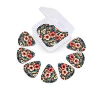 12 Pcs Guitar Picks Hibiscus Flroal Striped Navy Plaid Plectrums With 3 Thickness For Electric,Acoustic Guitars