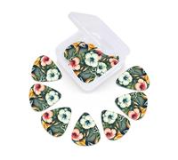12 Pcs Guitar Picks Hibiscus Tropical Floral Flowers Plectrums With 3 Thickness For Electric,Acoustic Guitars