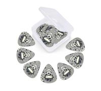 12 Pcs Guitar Picks Hipster Grey Skull Halloween Plectrums With 3 Thickness For Electric,Acoustic Guitars