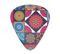12 Pcs Guitar Picks Includes Thin Medium Heavy Thickness Arabic Indian Checked Pattern Printed Plectrums for Bass Electric Acoustic Guitars Ukulele