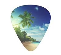 12 Pcs Guitar Picks Includes Thin Medium Heavy Thickness Beach Sunset Tranquil Printed Plectrums for Bass Electric Acoustic Guitars Ukulele