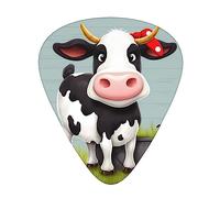 12 Pcs Guitar Picks Includes Thin Medium Heavy Thickness Cute Cow Printed Plectrums for Bass Electric Acoustic Guitars Ukulele