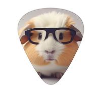 12 Pcs Guitar Picks Includes Thin Medium Heavy Thickness Guinea Pig With Glasses Printed Plectrums for Bass Electric Acoustic Guitars Ukulele