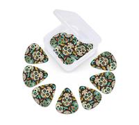 12 Pcs Guitar Picks Mexican Sugar Skulls Halloween Plectrums With 3 Thickness For Electric,Acoustic Guitars