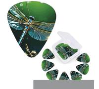 12 Pcs Guitar Picks Personalized Plectrums with Guitar Pick Case Dragonfly Green