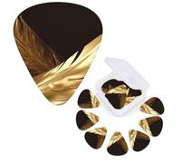 12 Pcs Guitar Picks Personalized Plectrums with Guitar Pick Case Golden Feathers