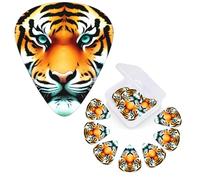 12 Pcs Guitar Picks Personalized Plectrums with Guitar Pick Case Little fat tiger head