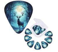 12 Pcs Guitar Picks Personalized Plectrums with Guitar Pick Case Moonlight deer