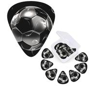 12 Pcs Guitar Picks Personalized Plectrums with Guitar Pick Case Soccer Black