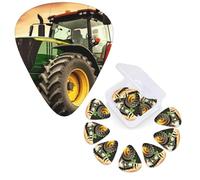 12 Pcs Guitar Picks Personalized Plectrums with Guitar Pick Case Tractor Theme