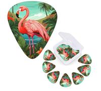 12 Pcs Guitar Picks Personalized Plectrums with Guitar Pick Case Tropical Flamingo