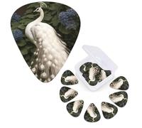 12 Pcs Guitar Picks Personalized Plectrums with Guitar Pick Case White Peacock