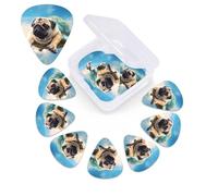 12 PCS Guitar Picks Plectrums with Box Funny Turtle Pug Dog in The Sky Bass Picks Thin Medium Heavy Guitar Plectrums for Acoustic Electric Guitars Bass Ukulele Guitars Lovers Gift
