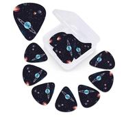 12 PCS Guitar Picks Plectrums with Box Galaxy Decor Bass Picks Thin Medium Heavy Guitar Plectrums for Acoustic Electric Guitars Bass Ukulele Guitar Lovers Gift