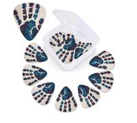 12 PCS Guitar Picks Plectrums with Box Hand Print Bass Picks Thin Medium Heavy Guitar Plectrums for Acoustic Electric Guitars Bass Ukulele Guitar Lovers Gift
