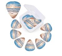 12 PCS Guitar Picks Plectrums with Box Heart Shape Romantic Beach Bass Picks Thin Medium Heavy Guitar Plectrums for Acoustic Electric Guitars Bass Ukulele Guitar Lovers Gift