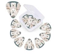 12 PCS Guitar Picks Plectrums with Box Little White Dogs Pattern Bass Picks Thin Medium Heavy Guitar Plectrums for Acoustic Electric Guitars Bass Ukulele Guitar Lovers Gift
