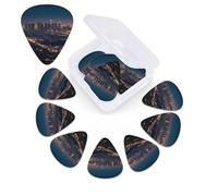 12 PCS Guitar Picks Plectrums with Box Los Angeles Skyline Bass Picks Thin Medium Heavy Guitar Plectrums for Acoustic Electric Guitars Bass Ukulele Guitar Lovers Gift