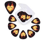 12 PCS Guitar Picks Plectrums with Box Love Burns Bass Picks Thin Medium Heavy Guitar Plectrums for Acoustic Electric Guitars Bass Ukulele Guitar Lovers Gift